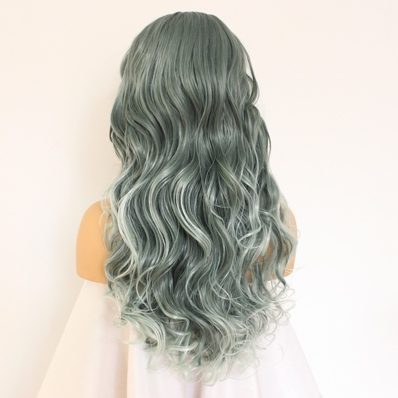 New arrival mixed green color wavy lace front wigs - Picture 2 of 6